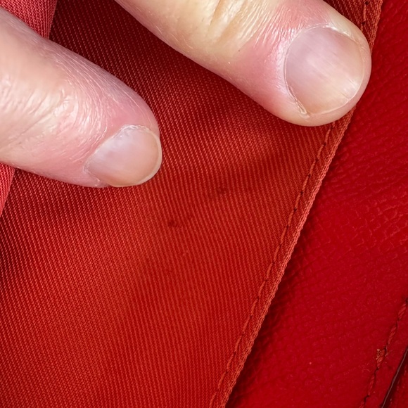 Coach cross grain embossed logo 10” wristlet w/removable strap. 6 cc slots - Picture 4 of 11